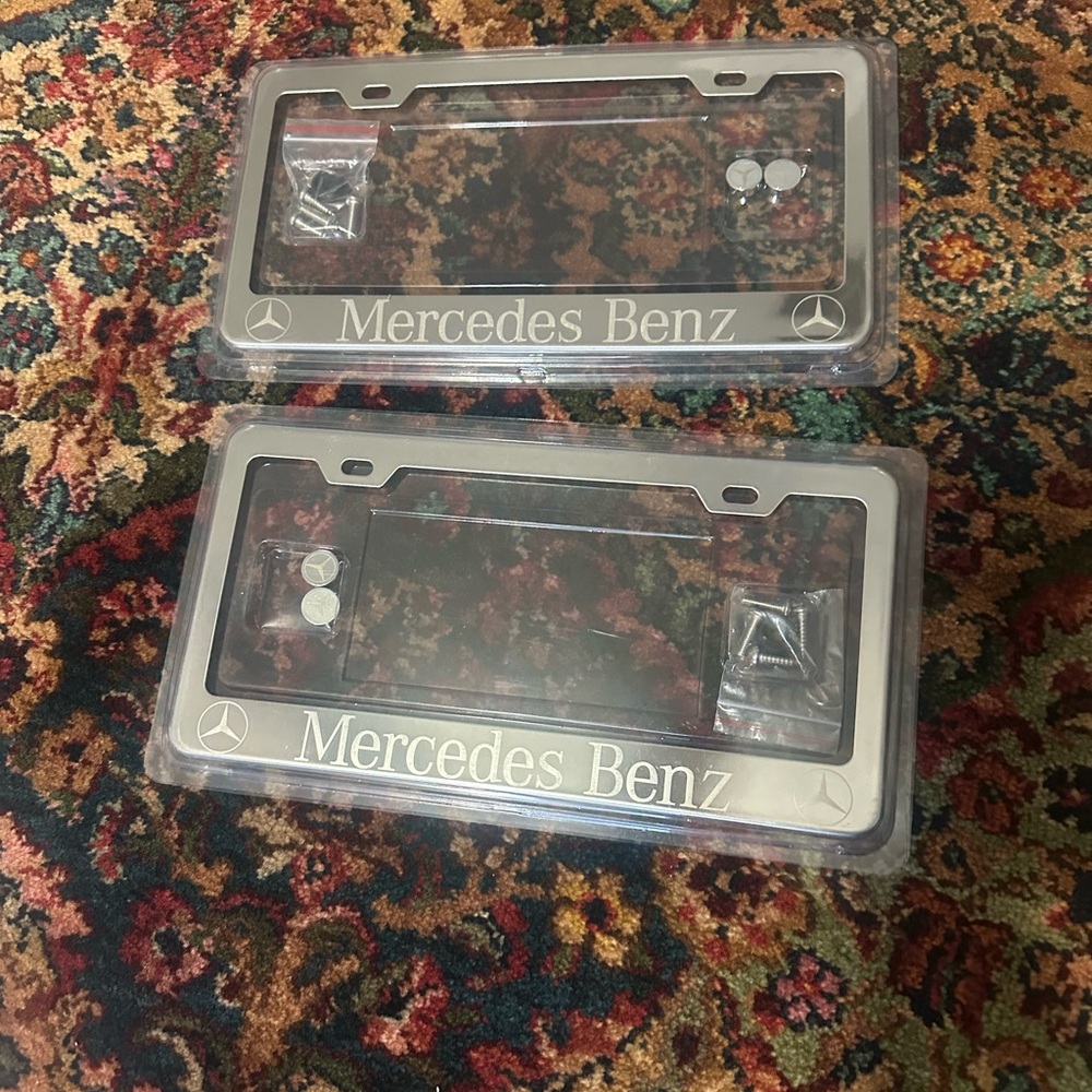 Set of 2 new Mercedes Benz License Plate Frames with Hardware stainless steel